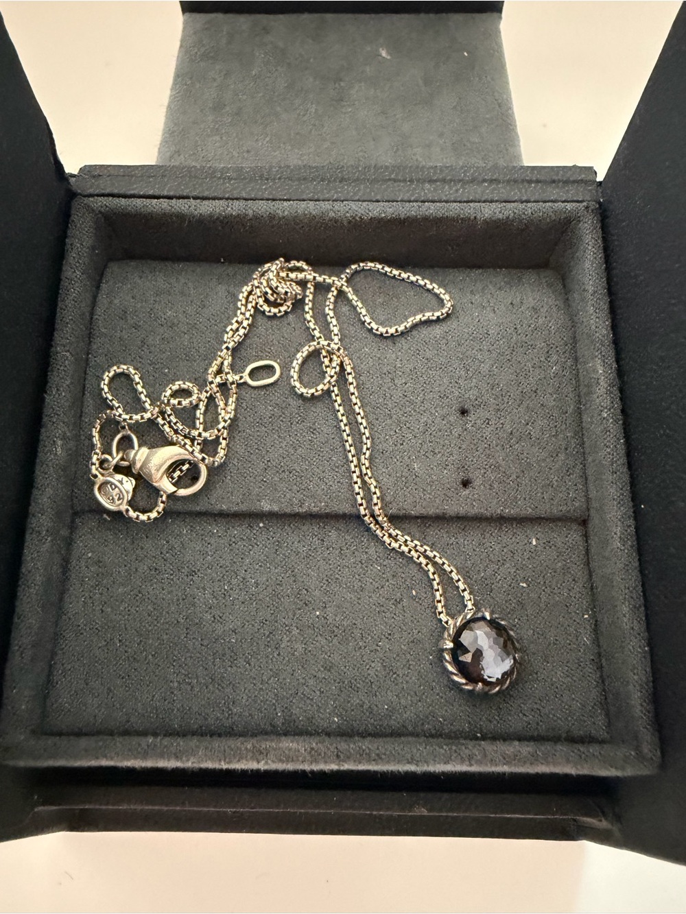 David Yurman Silver Necklace with Smoky Brown Gemstone Pendant - Picture 4 of 5
